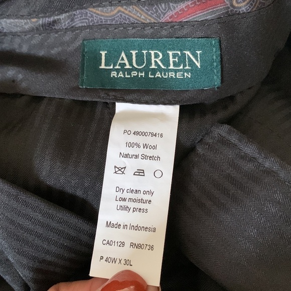 Lauren Ralph Lauren Black NWT Ultra Flex Pants Edgewood 100% Wool 40x30 - Picture 13 of 15